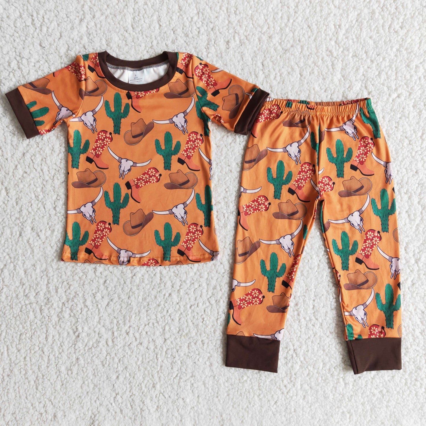 Short sleeve cactus boots boy boutique pajamas