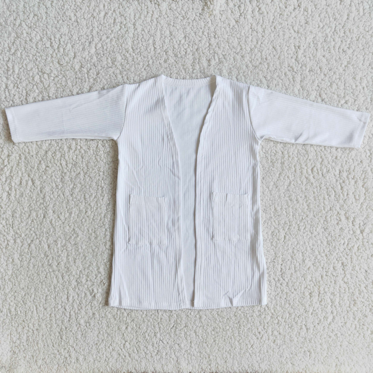 White long sleeve pockets spring cotton cardigan