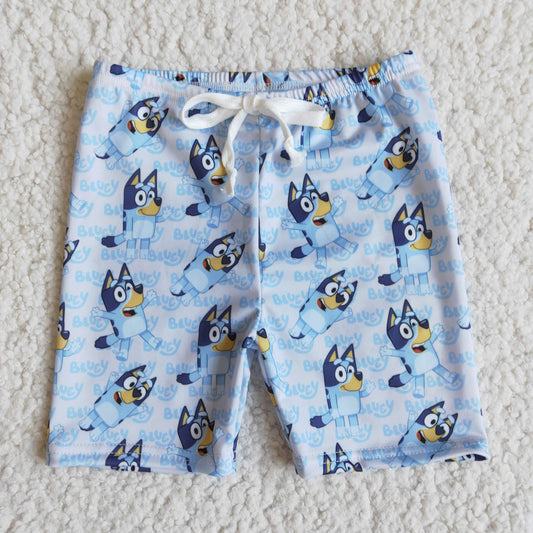 Blue dog summer boy swim trunks