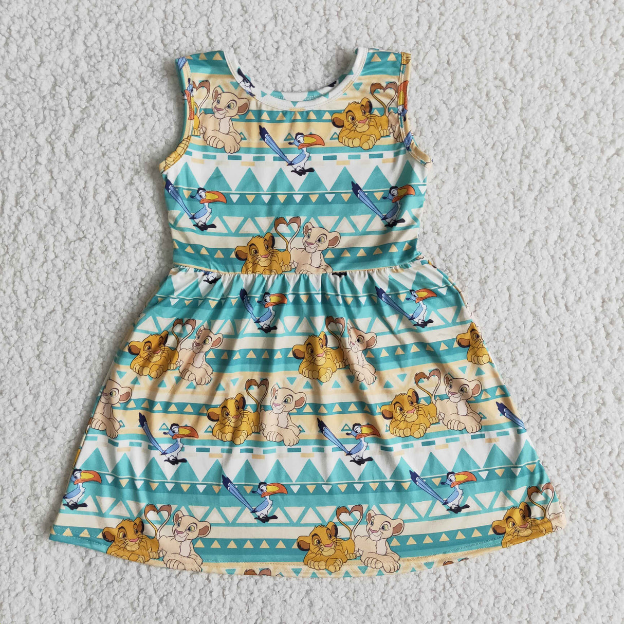 Lion print sleeveless baby girls summer dresses