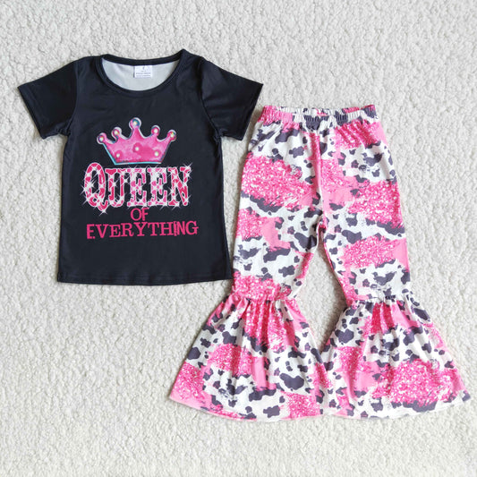 Queen of everything leopard bell bottom pants girls boutique clothing