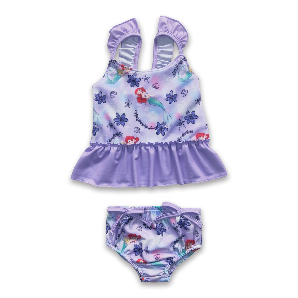 Lavender fishing princess baby girls summer swimsuit