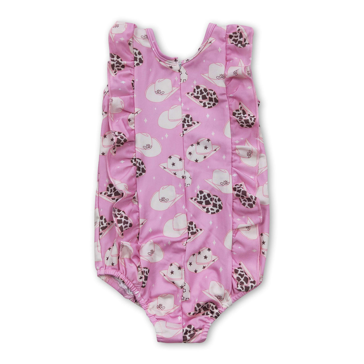 Hat print western one pc baby girls summer swimsuit