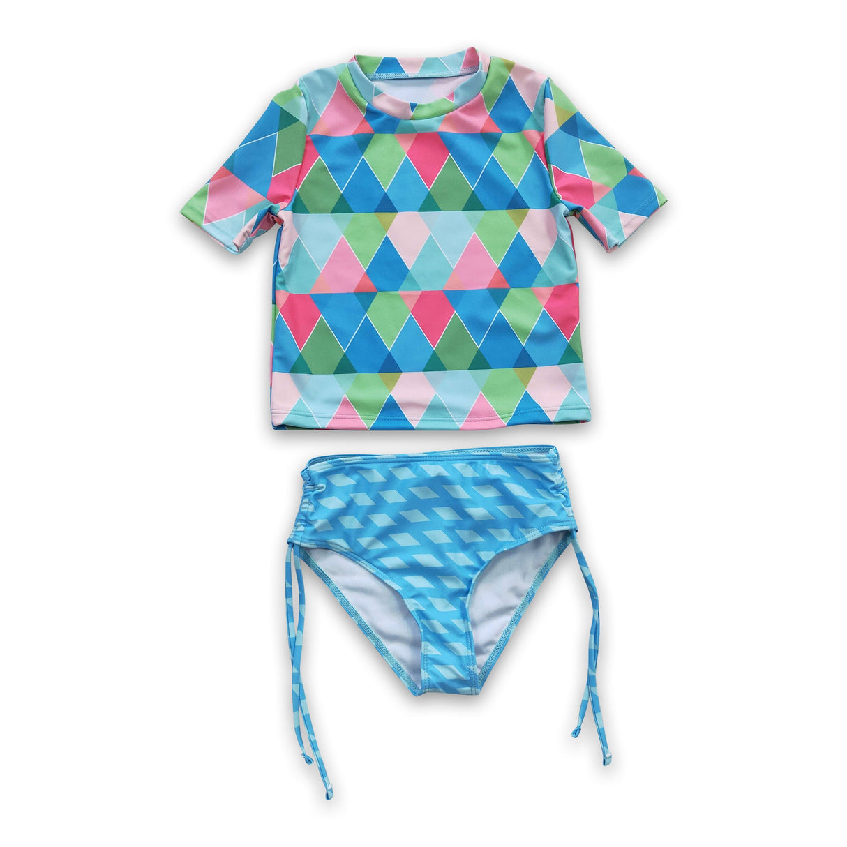 geometry short sleeves shirt shorts lining girls swimsuits