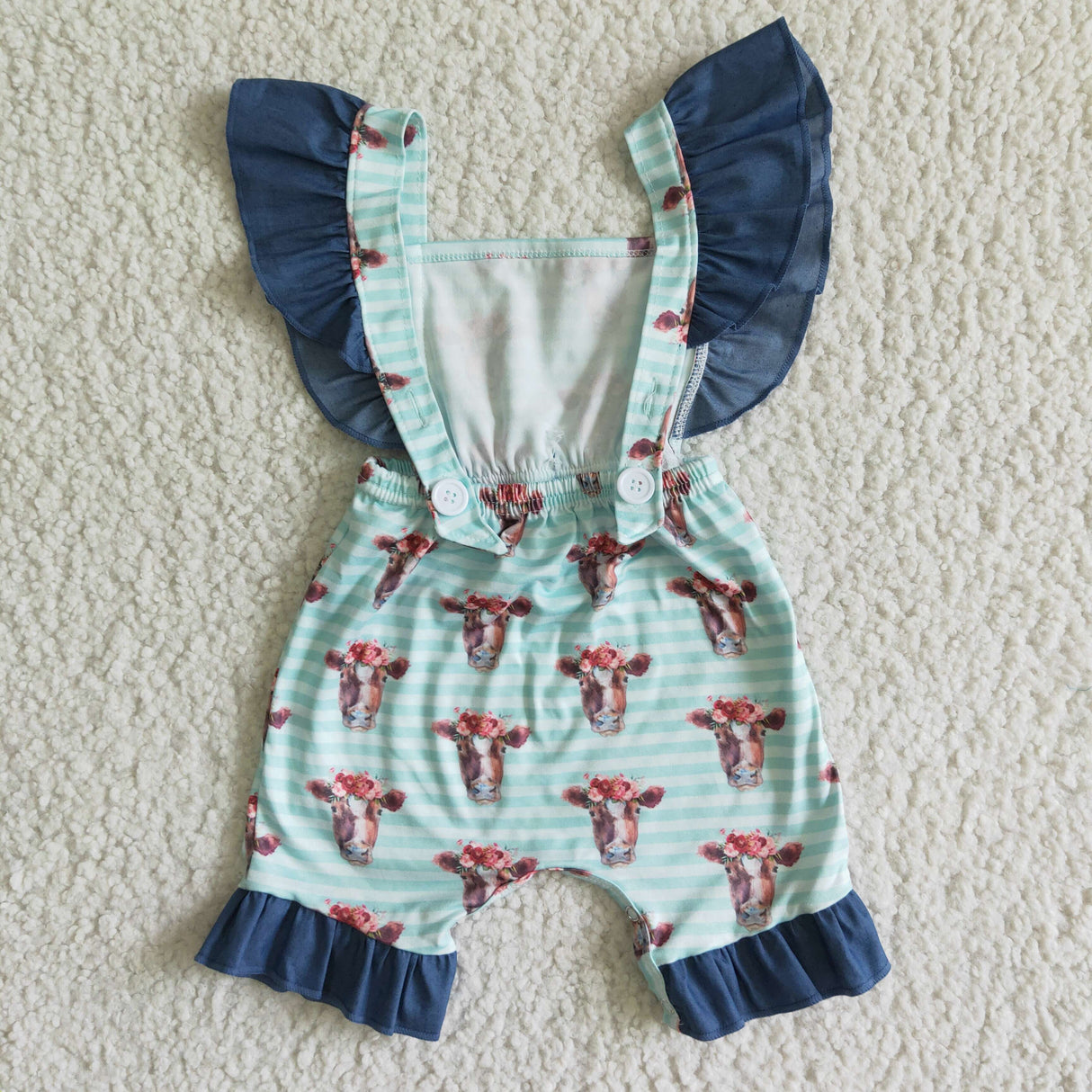 Fluttler sleeve cow print backless baby summer romper