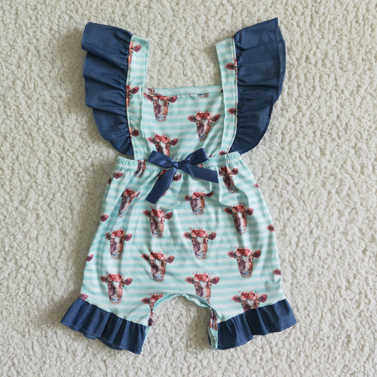 Fluttler sleeve cow print backless baby summer romper