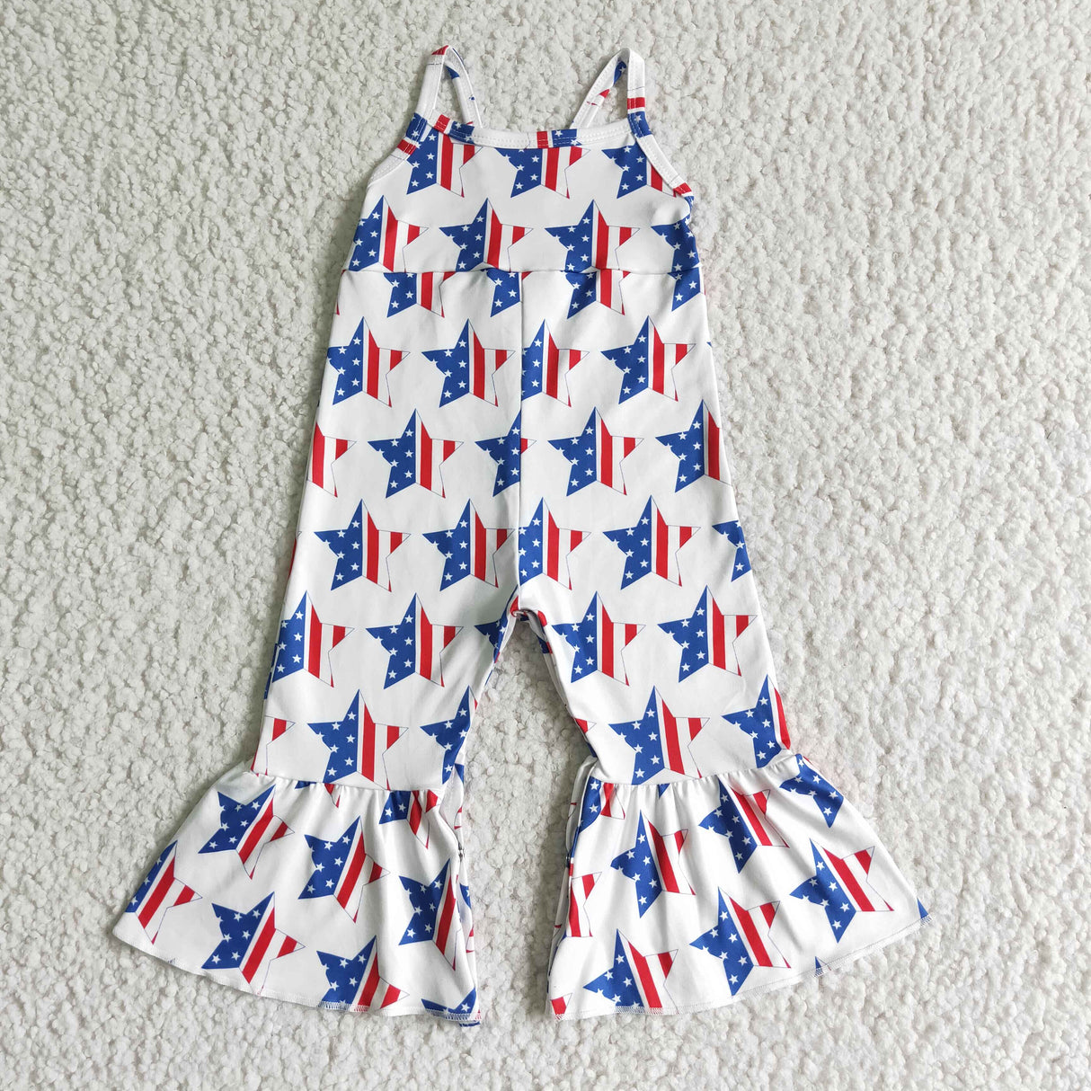 Star print sleeveless baby girls 4th of july jumpsuit