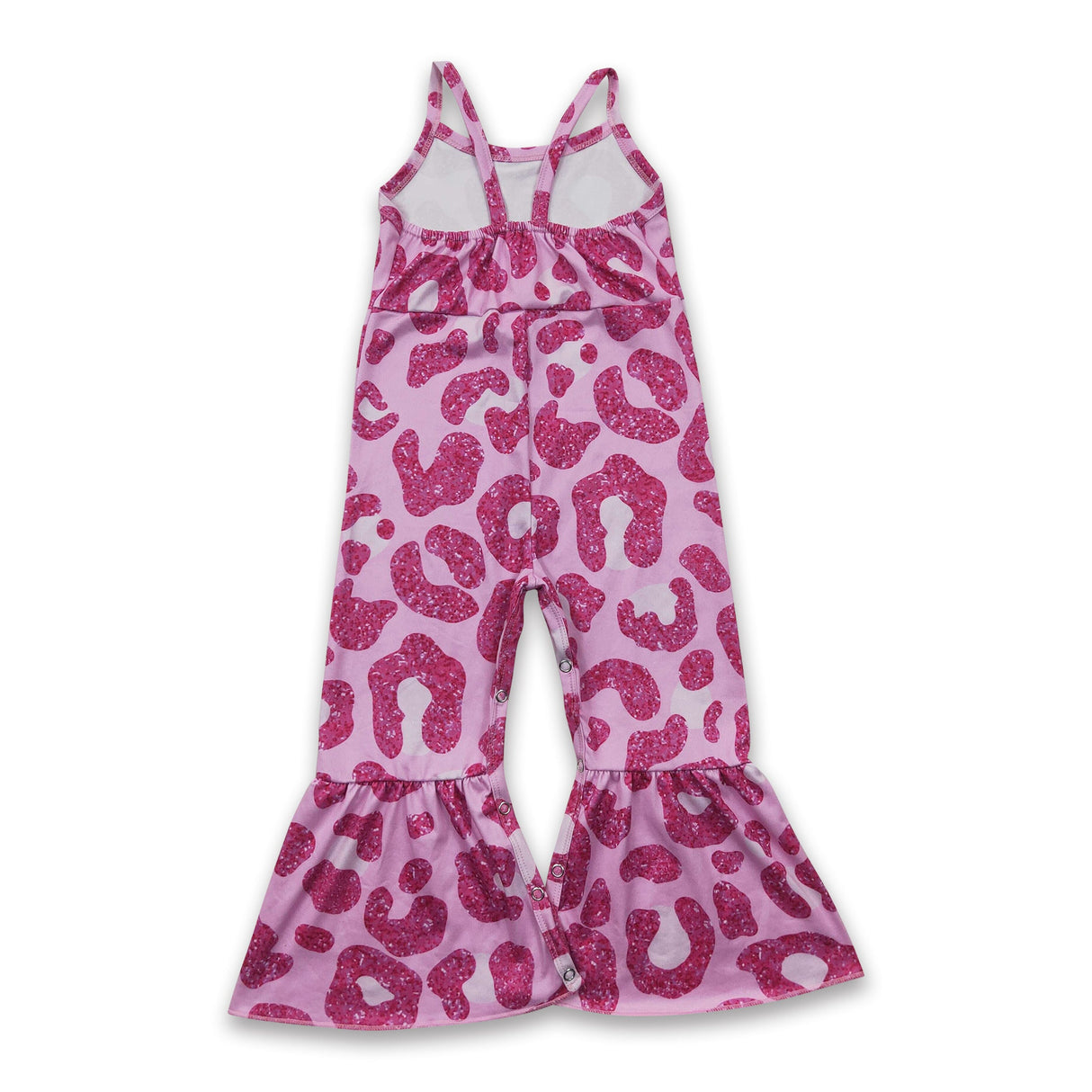 Hot pink leopard sleevess kids girls jumpsuit
