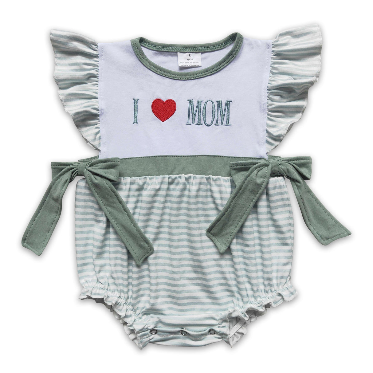 I love MOM stripe baby girls mother's day romper