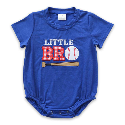 Little brother baseball embroidery baby boy romper