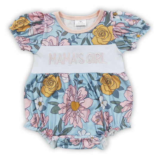 Mama's girls short sleeves floral baby girls mother's day romper