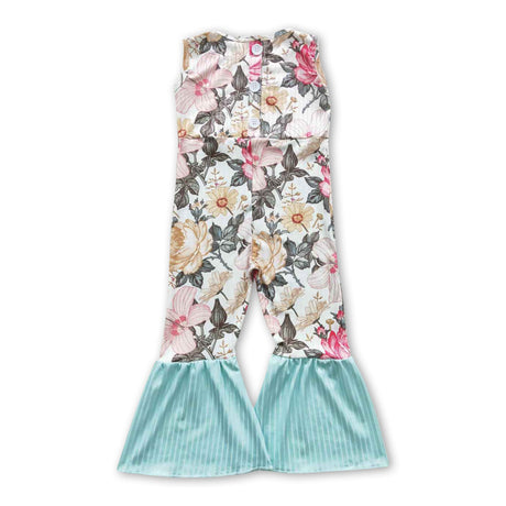 Sleeveless floral kids girls jumpsuit
