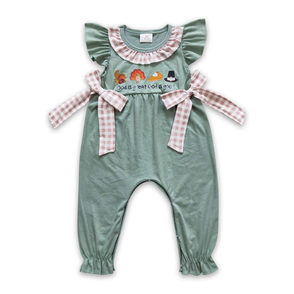 God is great god is good turkey girls Thanksgiving romper