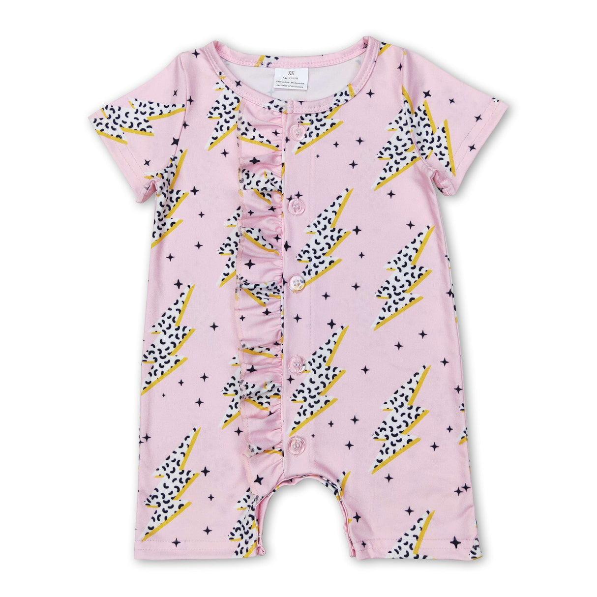 Short sleeves pink thunder western baby girls romper