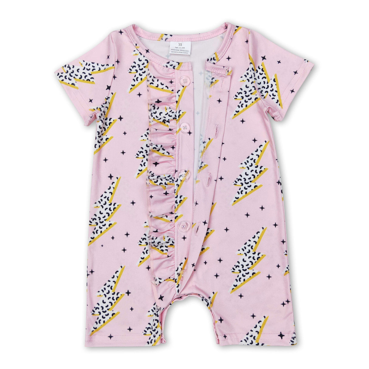 Short sleeves pink thunder western baby girls romper