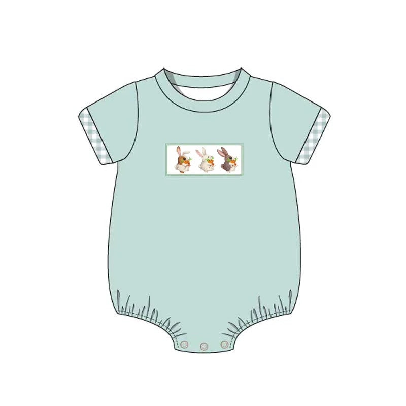 Short sleeves bunny baby boys easter romper