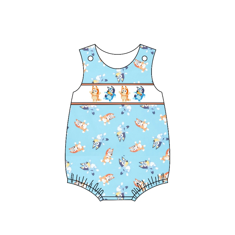 Sleeveless dogs baby boys summer romper