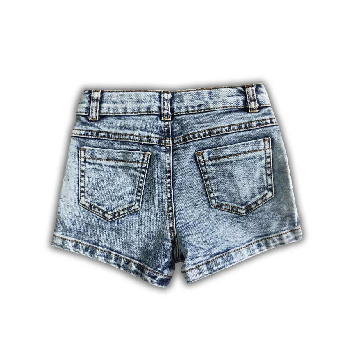 Washed white elastic waistband jeans baby girls denim shorts