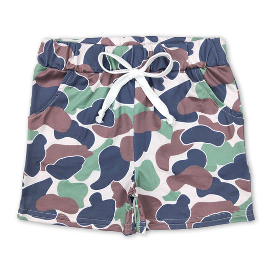 Green camo pocket kids boy summer shorts