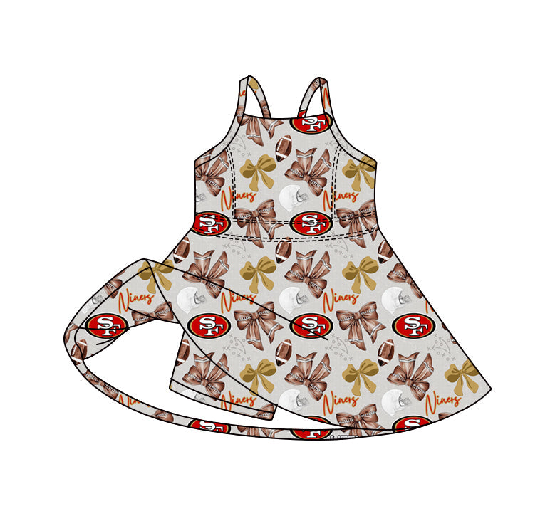 MOQ 5 pcs straps football S F bows girls team athletic dress