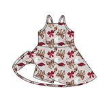 MOQ 5 pcs straps football hogs bows girls team athletic dress