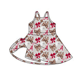 MOQ 5 pcs straps football A bows girls team athletic dress