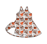 MOQ 5 pcs straps football B bows girls team athletic dress
