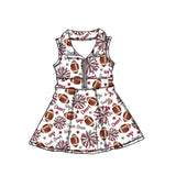 MOQ 5 pcs sleeveless football red grey bows girls team athletic dress