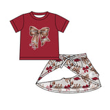 MOQ 5 pcs hogs football bow top skirt girls team outfits