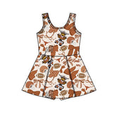 MOQ 5 pcs sleeveless bull skull bow girls team athletic dress