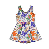 MOQ 5 pcs sleeveless crocodile bow girls team athletic dress