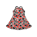 MOQ 5 pcs sleeveless straps red S camo girls team athletic dress