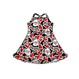 MOQ 5 pcs sleeveless straps red G R camo girls team athletic dress