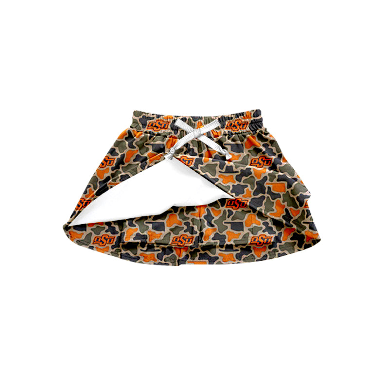 MOQ 5 pcs O S U camo kids girls team active skirt