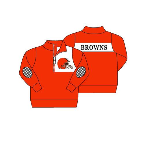 MOQ 3 pcs Long sleeves orange baby kids team pullover