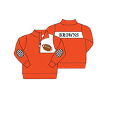MOQ 3 pcs Long sleeves orange football baby kids team pullover