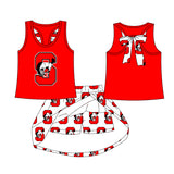 MOQ 5 pcs sleeveless red S bow top skorts kids girls team outfits