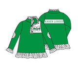 Deadline July 17 2025 M green long sleeves polka dots girls team pullover