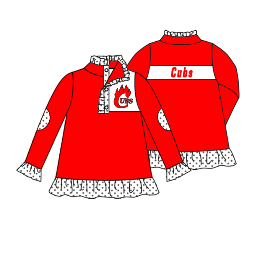 Deadline July 17 2025 C red long sleeves polka dots girls team pullover