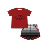 MOQ 5 pcs short sleeves hogs top stripe shorts boys team outfits