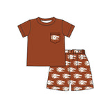 MOQ 5 pcs wolf short sleeves top shorts boys team clothes