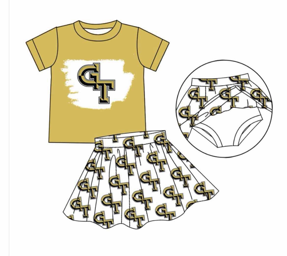 Deadline July 15 2025 short sleeves G T bleached top skirt girls team clothes