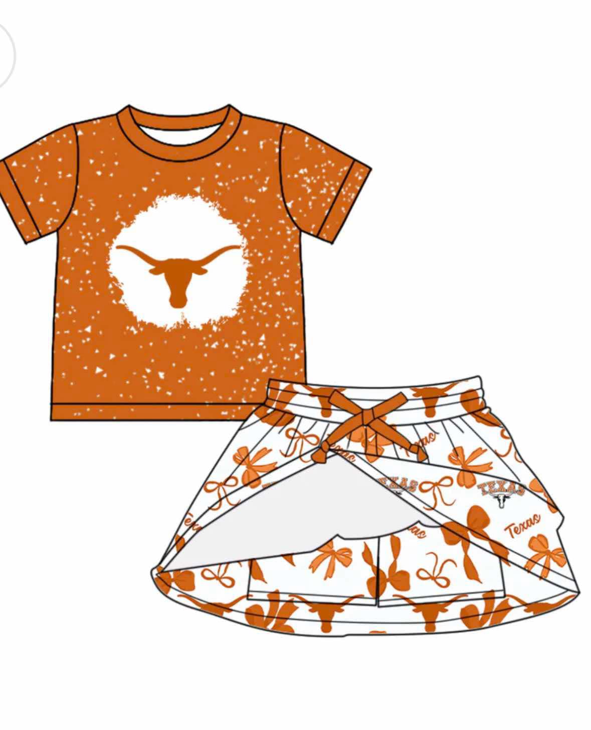 Deadline July 15 2025 bull skull bleached top skirt girls team clothes
