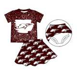 Deadline July 15 2025 short sleeves maroon bleached top skirt girls team clothes