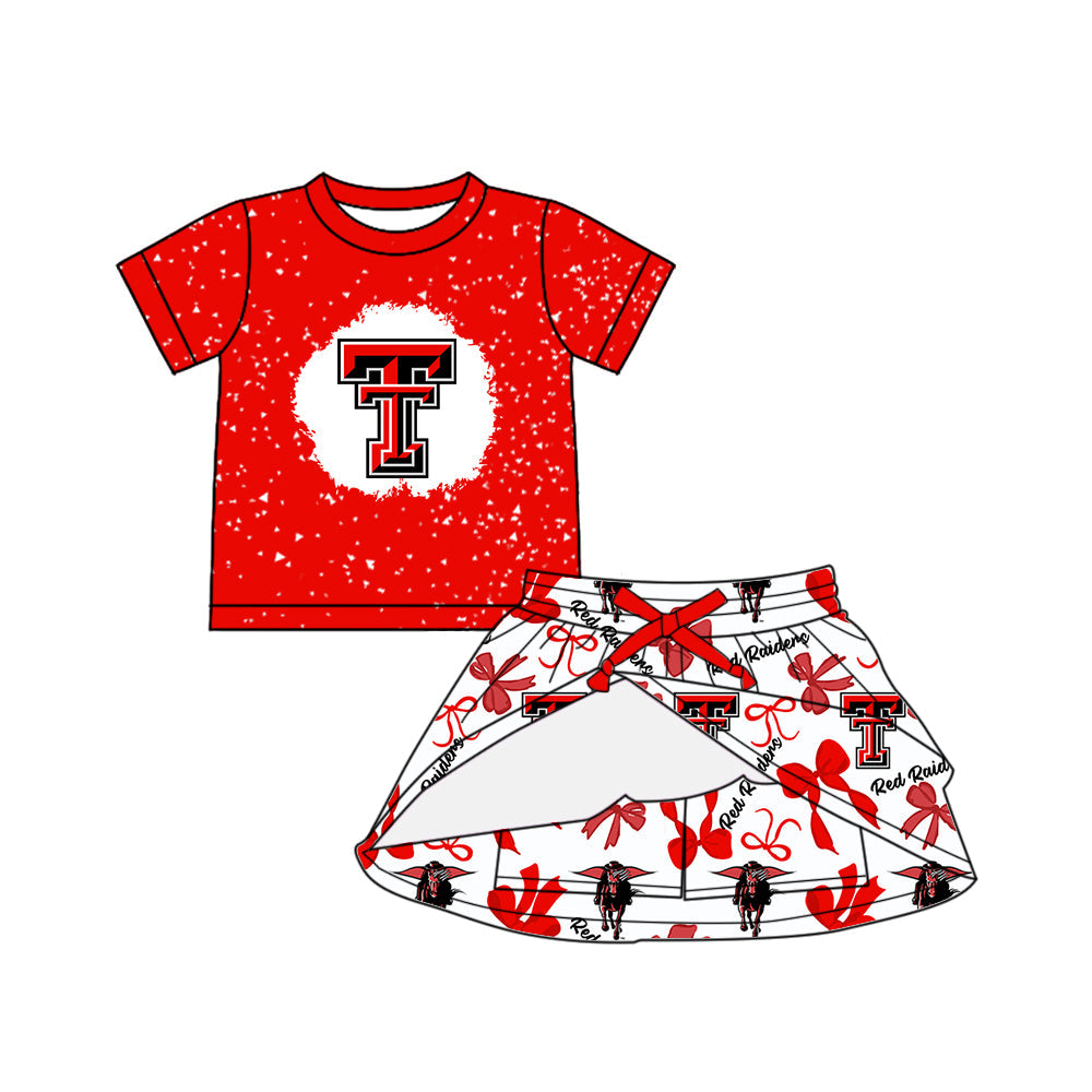 Deadline July 15 2025 red T bleached top skirt girls team clothes