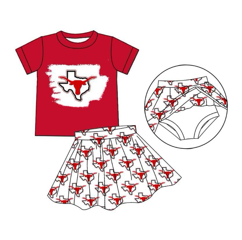 Deadline July 15 2025 red bull skull bleached top skirt girls team clothes