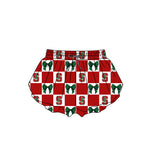 MOQ 5 pcs red Plaid green bow S kids girls team active summer shorts