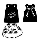 Deadline July 17 2025 sleeveless black top skirt kids girls team outfits