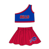 Deadline March 4 One shoulder blue top red skirt girls team outfits