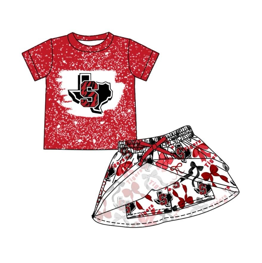Deadline July 15 2025 Red S bleached top skirt girls team clothes